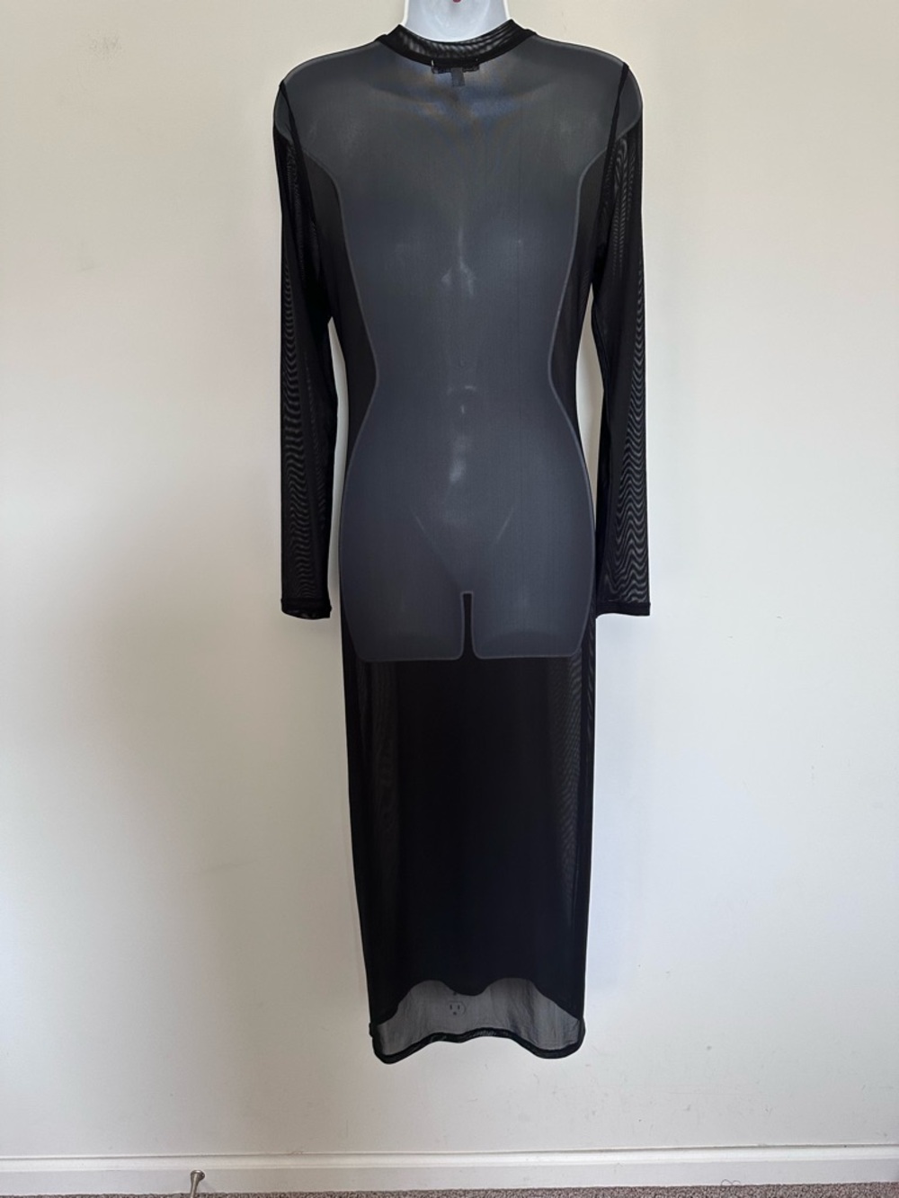 AFRM Sheer Black Long Sleeve Mesh Dress - Picture 5 of 7